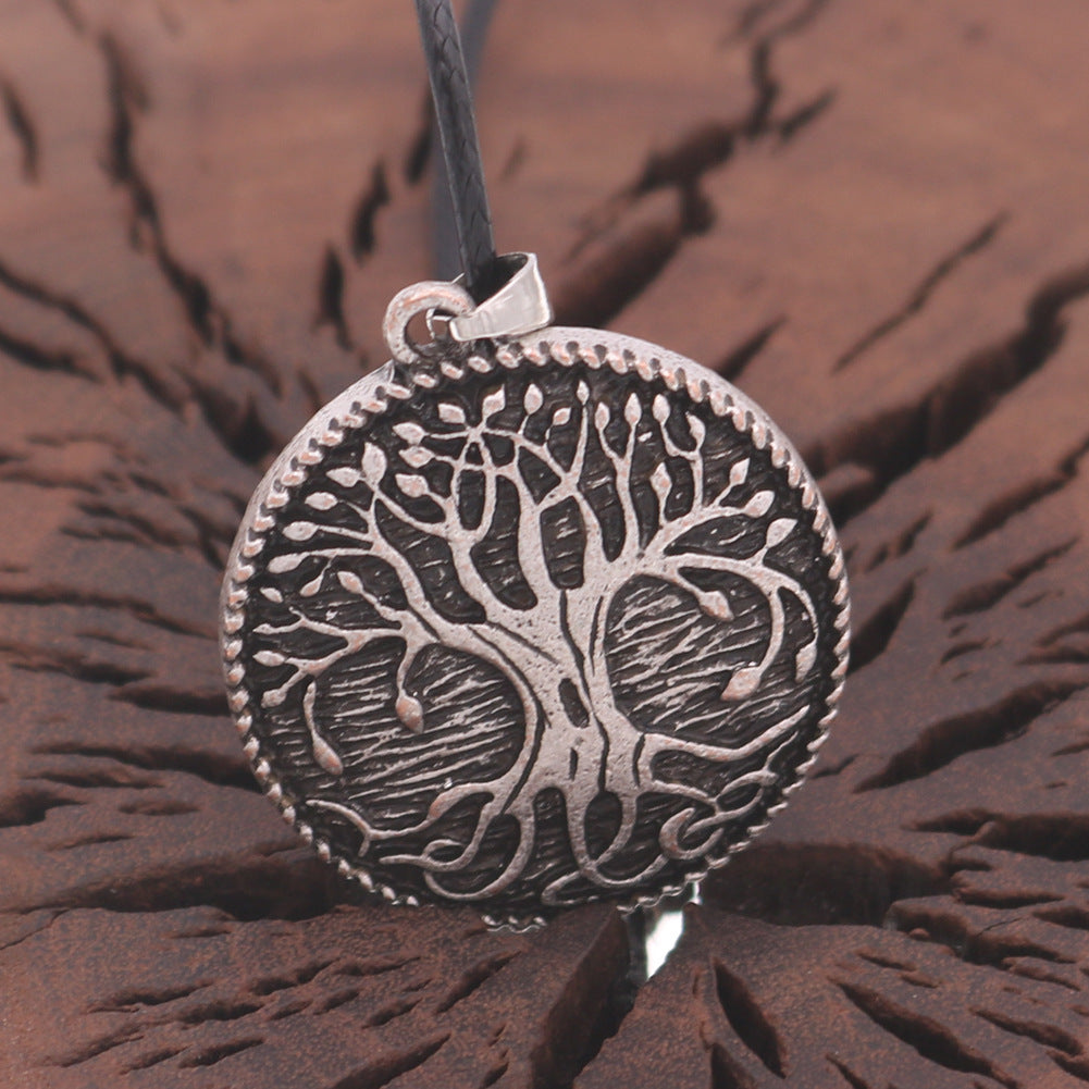 Viking arbre de vie pendentif en alliage de Zinc Vintage Aoding Rune monde arbre collier rond