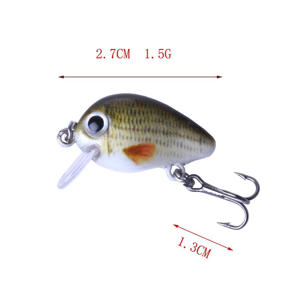 Señuelos de pesca Mini Crankbait, juego en caja de cebo de 2,7 CM y 1,5G