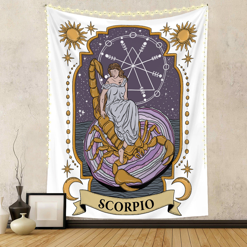 Tapisserie à douze constellations, tapisserie de crâne, tapisserie de Tarot