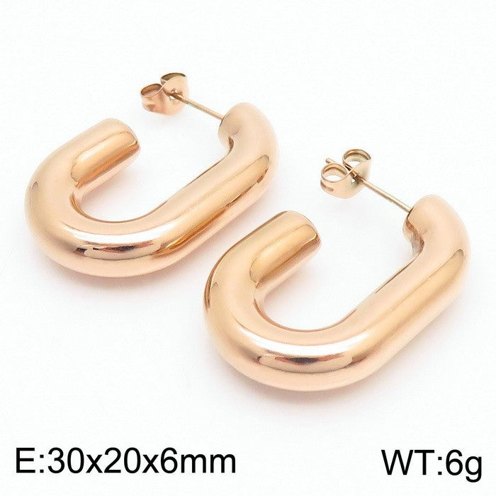 Clip d'oreille brillant en forme de U en acier titane plaqué boucles d'oreilles creuses 18 carats