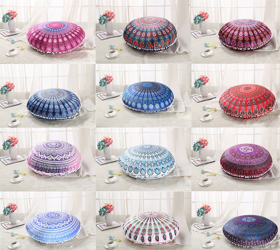 Oreillers de sol Mandala colorés, Ottoman rond, coussin de méditation bohème, Pouf