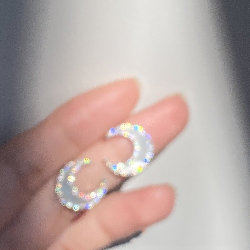 Aretes con forma de concha de diamantes y mar de luna para mujer