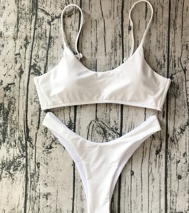 Maillot de bain nouveau maillot de bain modèles d'explosion européens et américains bikini dames maillot de bain couleur unie maillot de bain