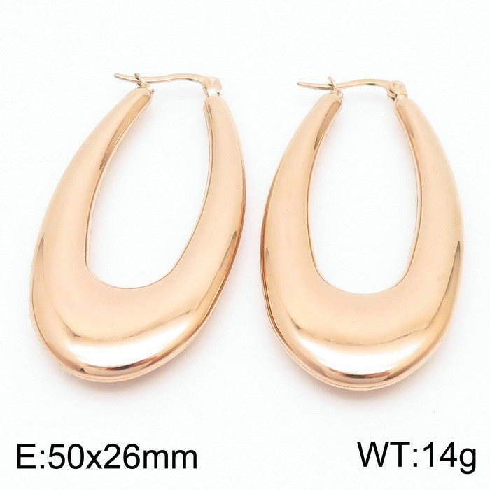 Clip d'oreille brillant en forme de U en acier titane plaqué boucles d'oreilles creuses 18 carats