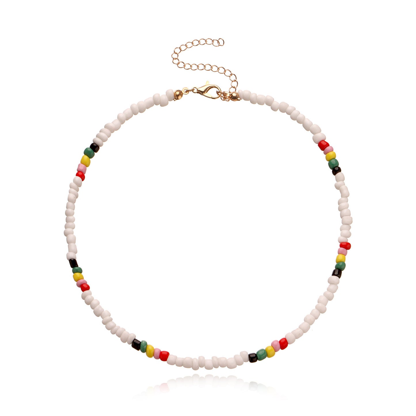 Collier pour femme en perles de verre blanc naturel, doux et simple