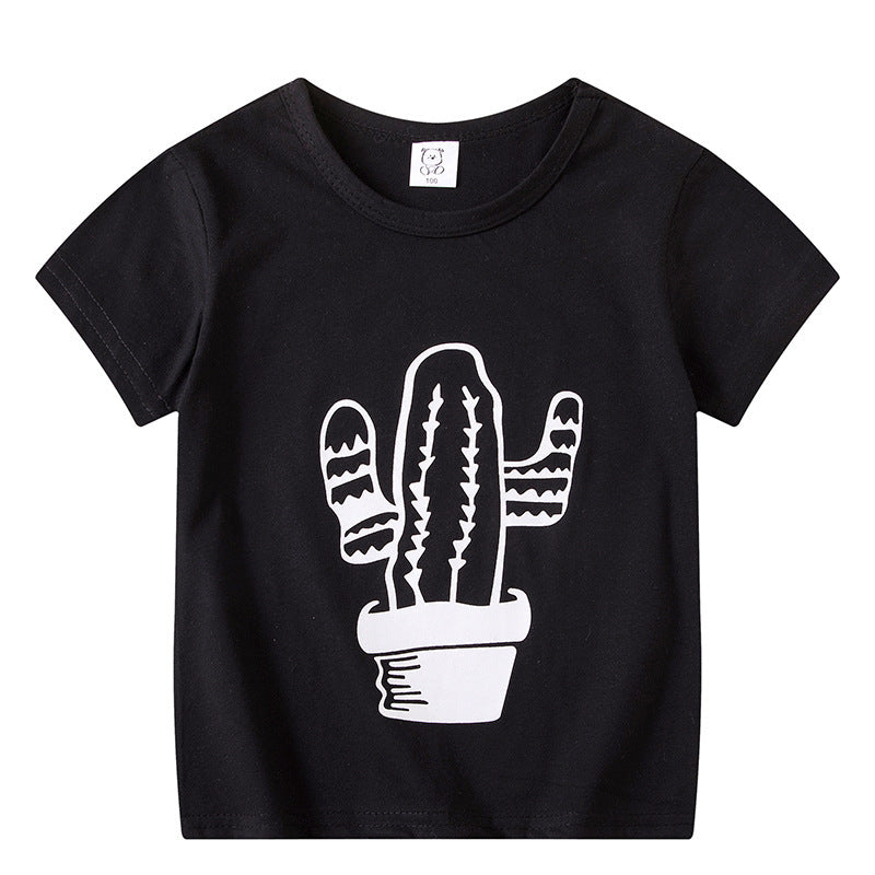 T-shirt à manches courtes pour enfants, garçons et filles, haut à manches mi-longues avec dessin animé
