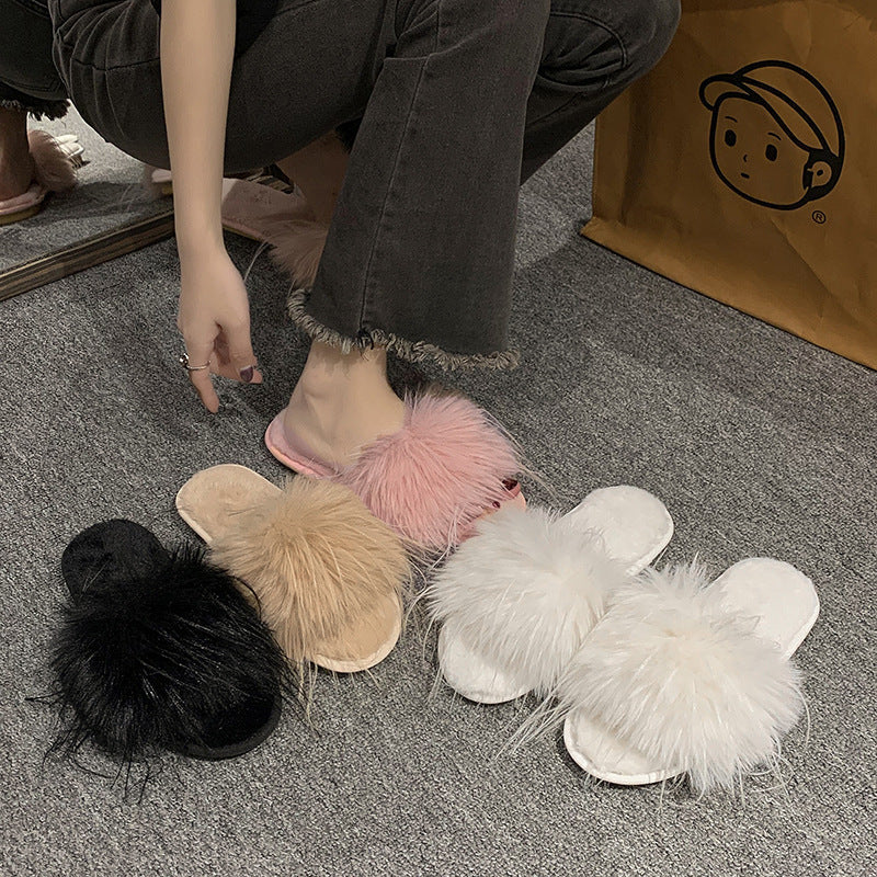 Fairy Style Fluffy Slippers Women's Outer Wear