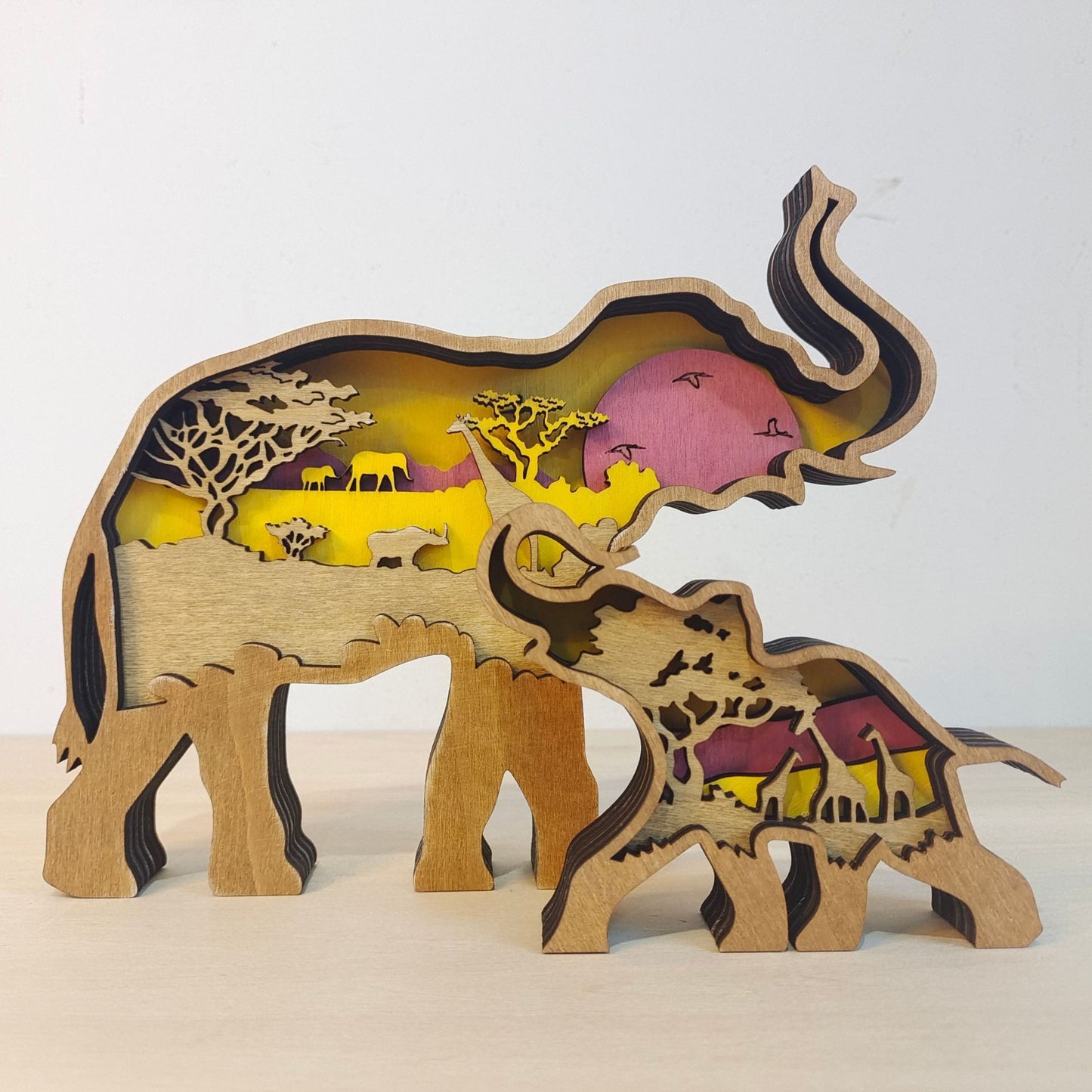 Décoration de noël en bois, Sculpture d'animaux, cadeau artisanal, Sculpture murale suspendue, ours, cerf, élan, décor artistique, ornements du nouvel an