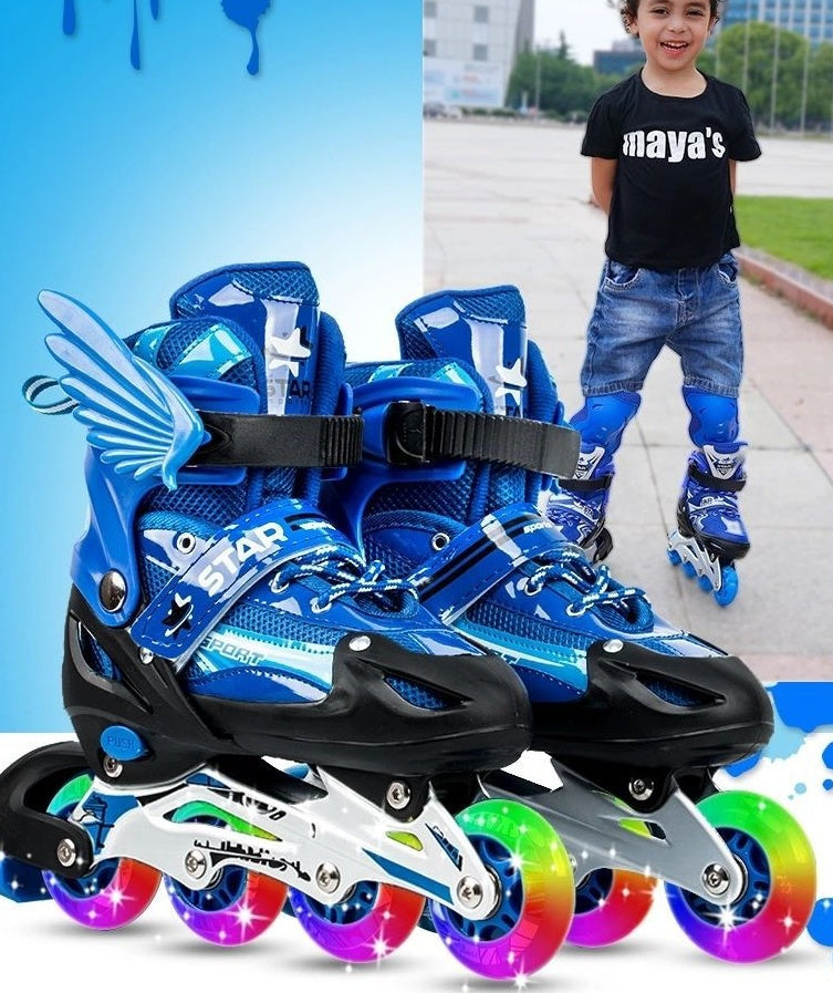 Nouveau Garçon fille enfants patins à roues alignées taille réglable clignotant bottes de patinage à roulettes pour enfants