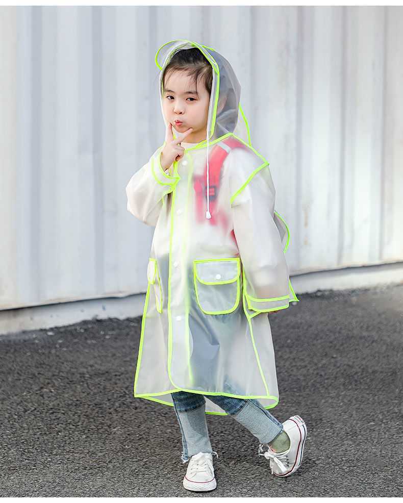 Poncho de randonnée pour enfants, imperméable transparent à la mode