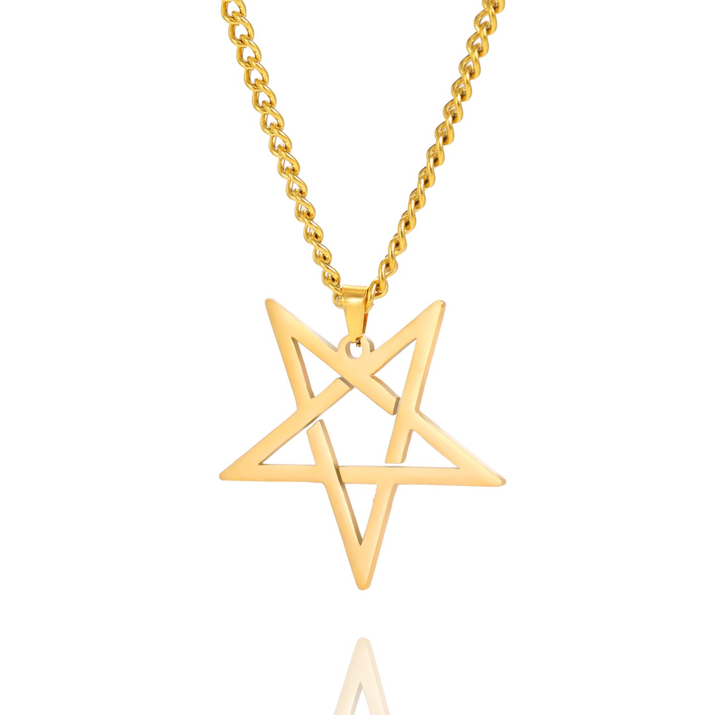 Titanium Steel Cut Hollow Irregular Pentagram Pendant 304 Stainless Steel Necklace