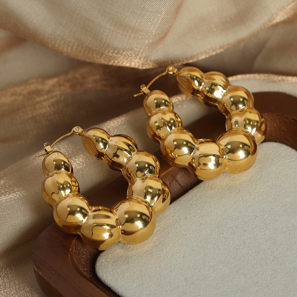 New Geometric Quality Earrings Steel Ball Splicing Design