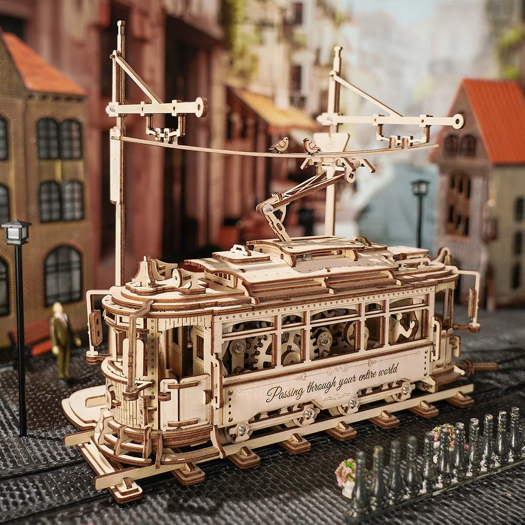 Rokr – Puzzle en bois 3D classique City Tram LK801, jouets de construction, cadeau de noël