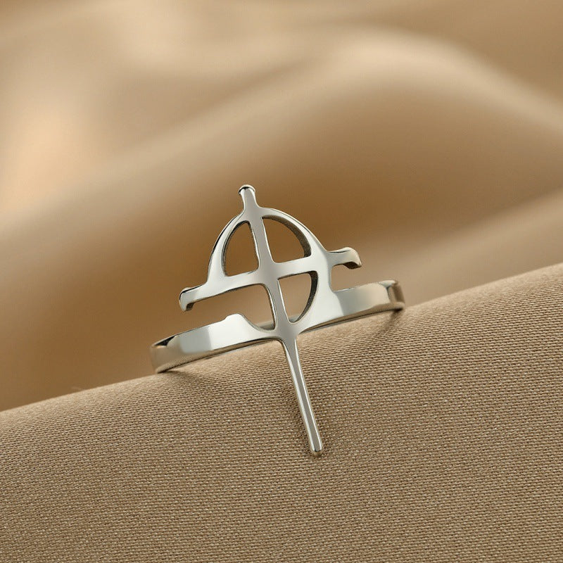 Bague en acier inoxydable Hip Hop, croix géométrique, mode Couple, bijoux