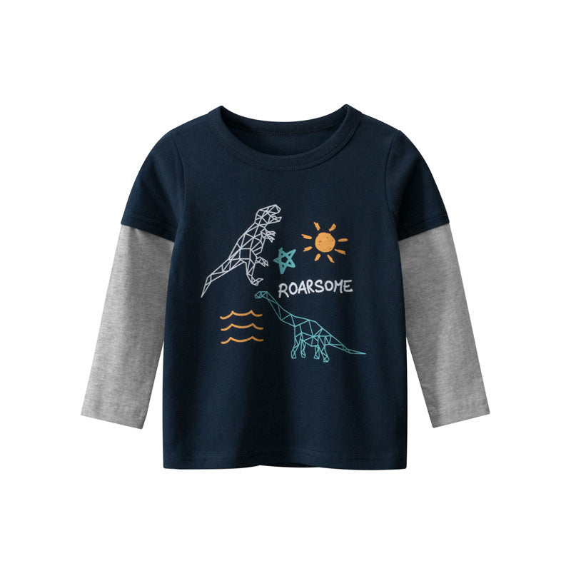 Vêtements pour bébés, T-shirt à manches longues pour enfants, chemise à bascule pour garçons