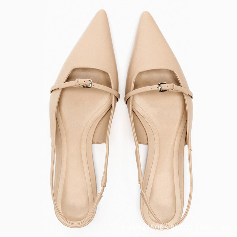 Women's Fashion Pointed Toe Toe Cap Strap Empty French Sandals