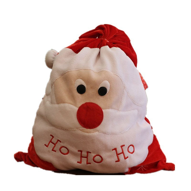 Sac à dos de bonbons en tissu de velours doré du Père Noël