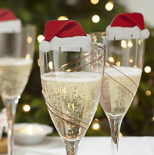 Chapeau de noël rouge en papier, 10 pièces, carte de coupe de vin, de Champagne, décor de Table de fête de noël, décorations DIY pour la maison 