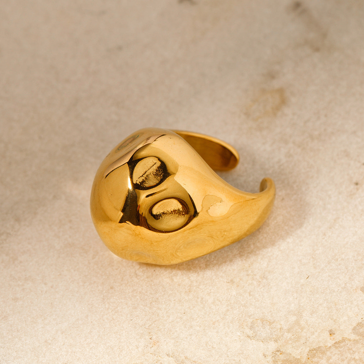 Anillo martillado personalizado con patrón geométrico de moda para mujer