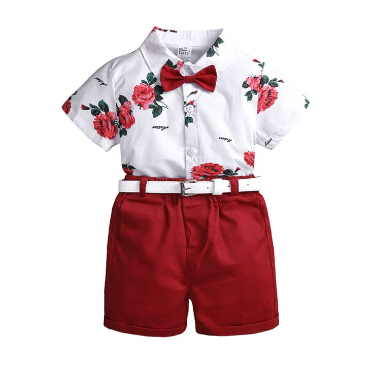 Ensemble d'été 2 pièces pour bébé, Polo à manches courtes avec Short rouge, vêtements scolaires pour enfants, chine 