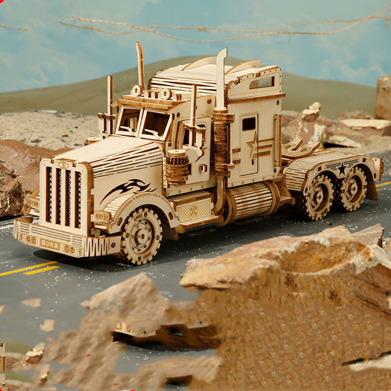 Rompecabezas de madera 3D, modelo de tren DIY, tren de juguete de madera, Kit de modelo de tren mecánico, modelo de ensamblaje, manualidades de decoración del hogar