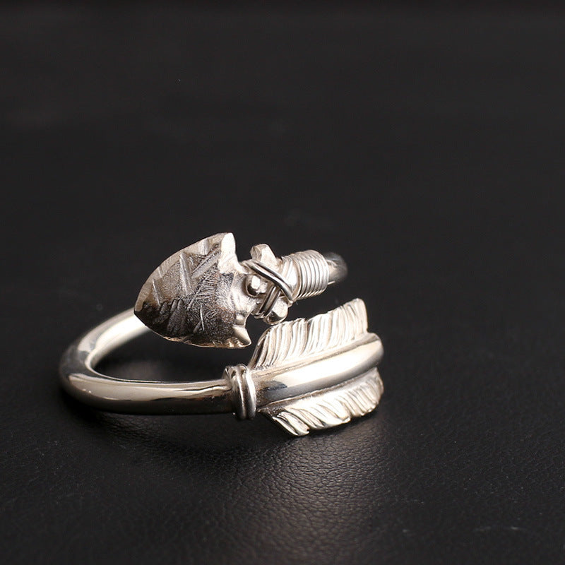 925 Thai Silver Bow And Arrow Ring Personality Fashion