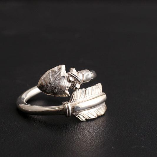 925 Thai Silver Bow And Arrow Ring Personality Fashion