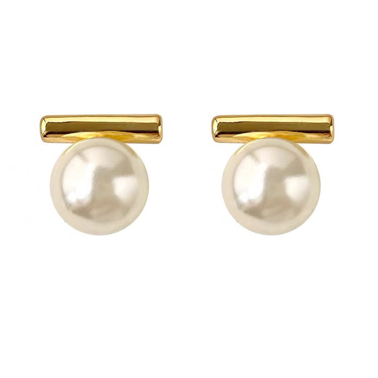 Boucles d'oreilles à tige en métal et perles pour femmes