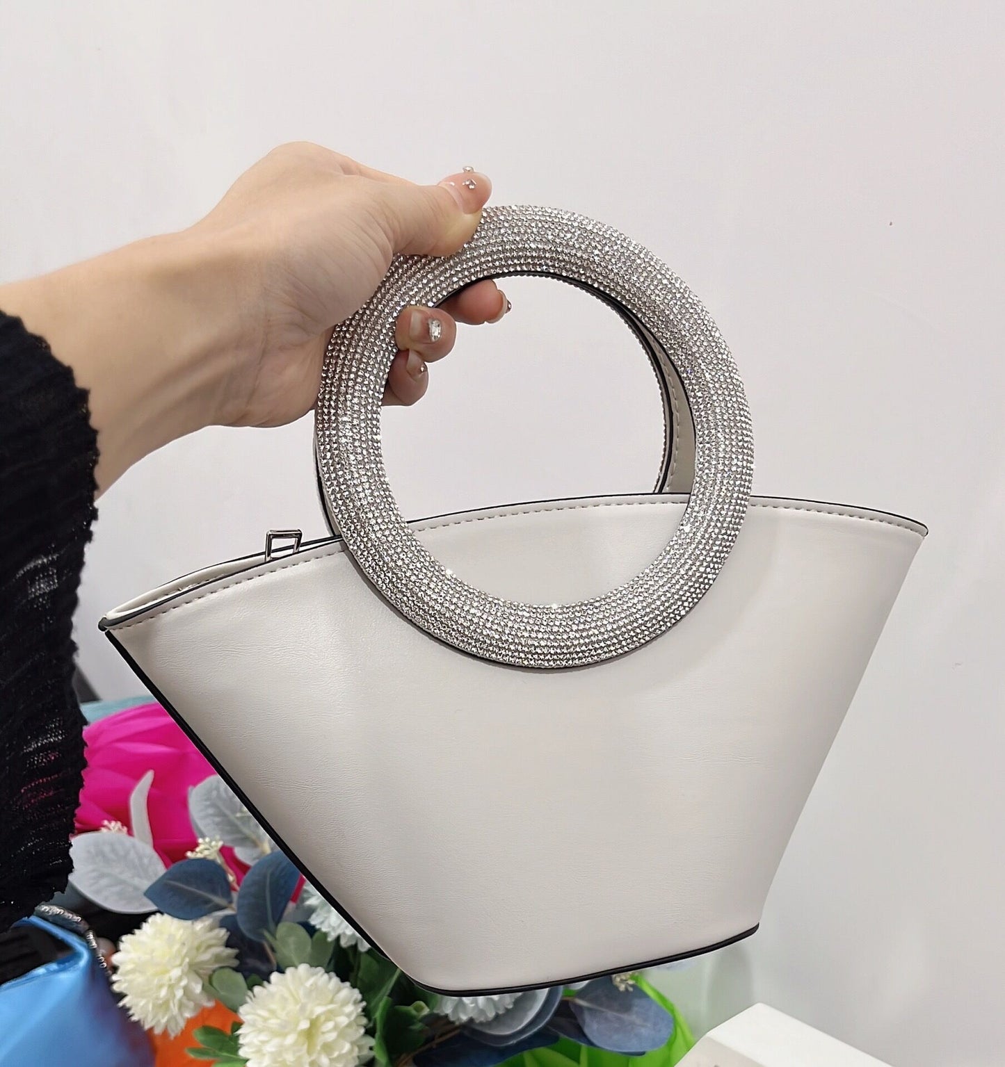 Paquete de cesta portátil con mango redondo de diamante