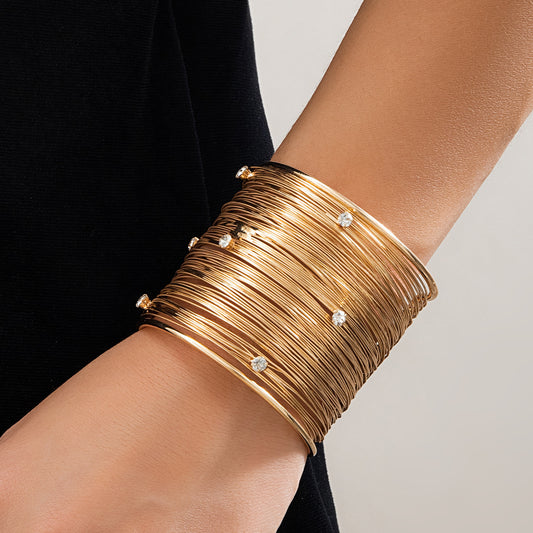 Bracelet à lignes de dessin larges, style punk, doux et cool