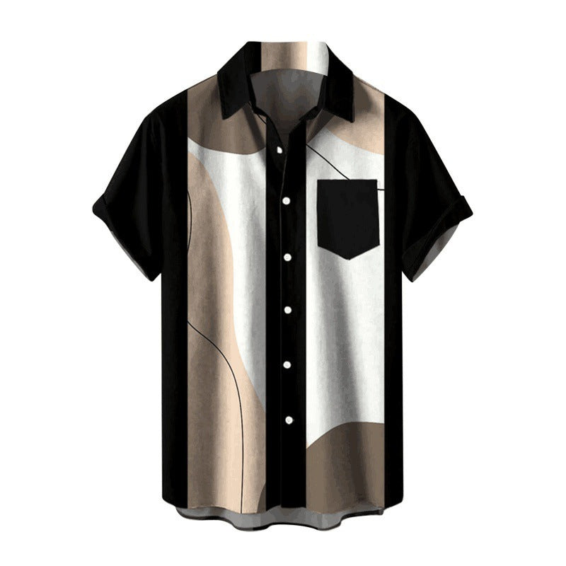European And American 3D Digital Printing Shirt Hawaiian Casual