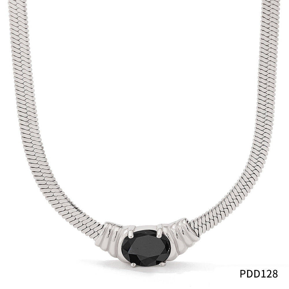 Collier d'ornement en acier inoxydable avec pendentif en pierre de verre pour femmes