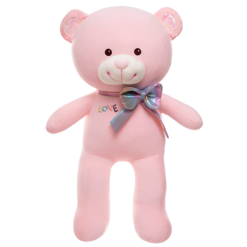 Jouet en peluche gros ours avec nœud de dessin animé