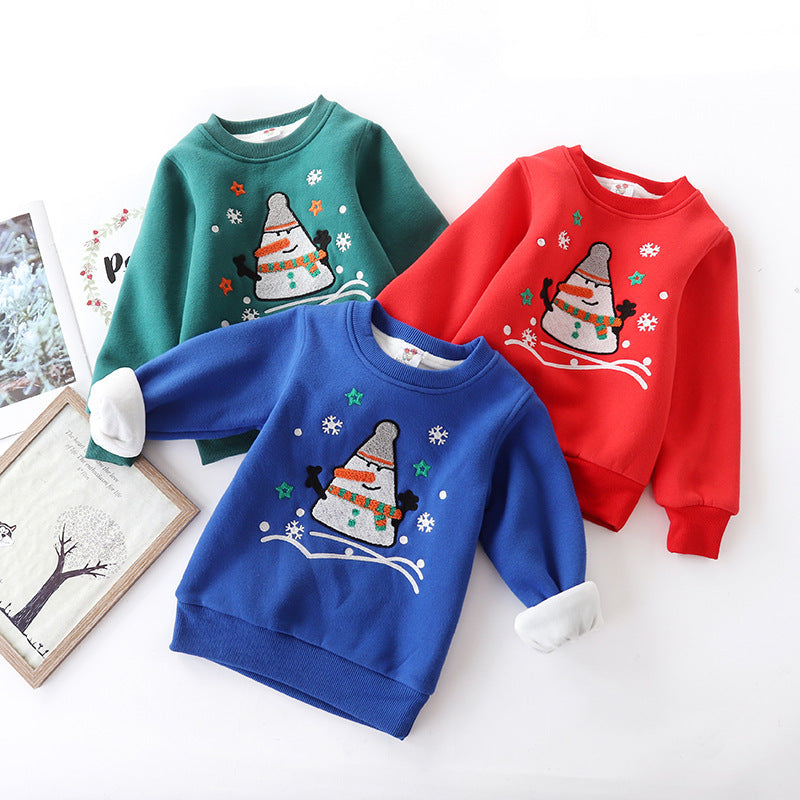 Bonhomme de neige de Noël et pull bébé rembourré en velours
