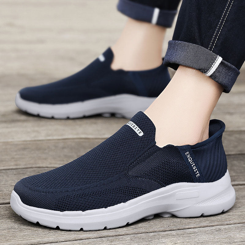 Mocassins Lofter à enfiler de grande taille pour hommes, chaussures décontractées respirantes en maille tissée à la mouche