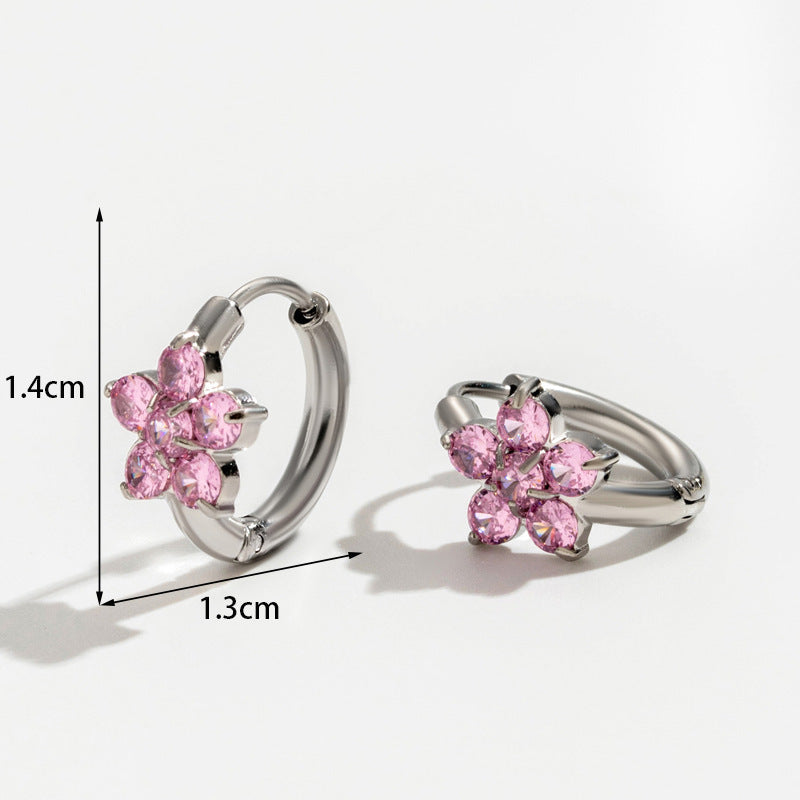 Boucles d'oreilles en acier titane et diamant, pendentif d'amour en acier inoxydable, fleur et gaz
