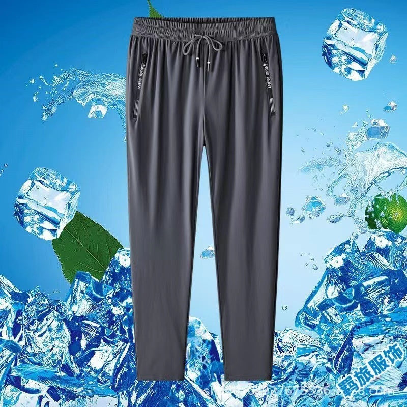 Ice Silk Trousers Men's High Elastic Breathability Leisure Sports Quick-drying