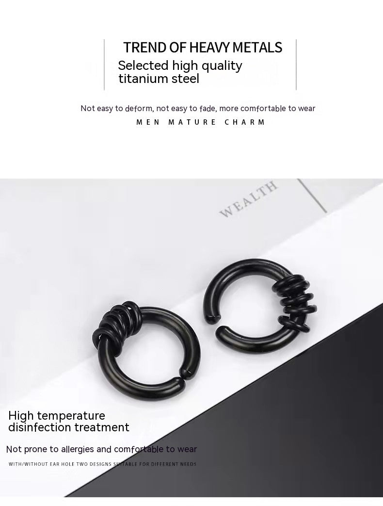 Clips para las orejas de acero de titanio sin dolor para hombres y mujeres, cinco anillos que combinan con todo