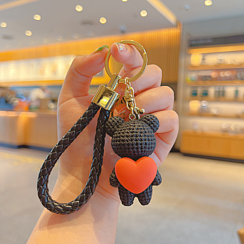 Porte-clés poupée en forme de cœur d'amour, petit ours, pendentif mignon de célébrité d'internet