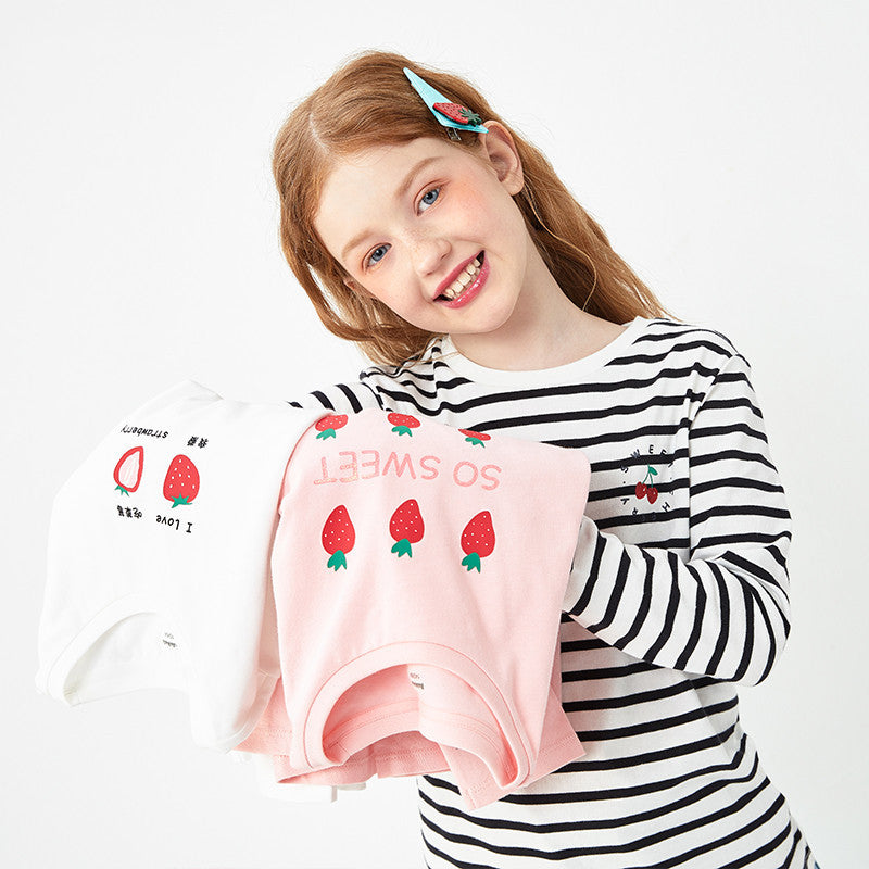 Ropa para niños Camisetas para niñas Camisa de fondo de algodón dulce para niñas grandes y de manga larga