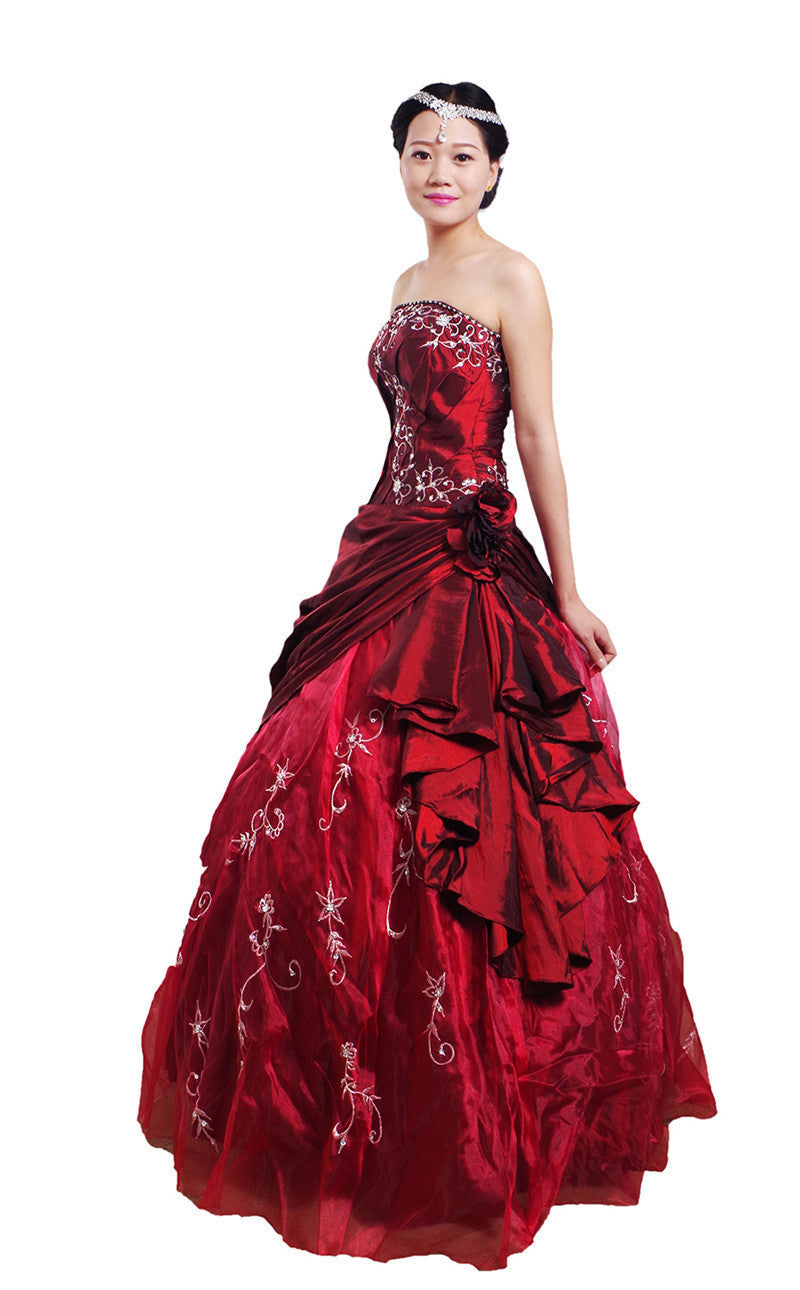Vestido de novia hecho a mano de tafetán bordado en plata ocasión Formal vestido de noche de baile para mujer