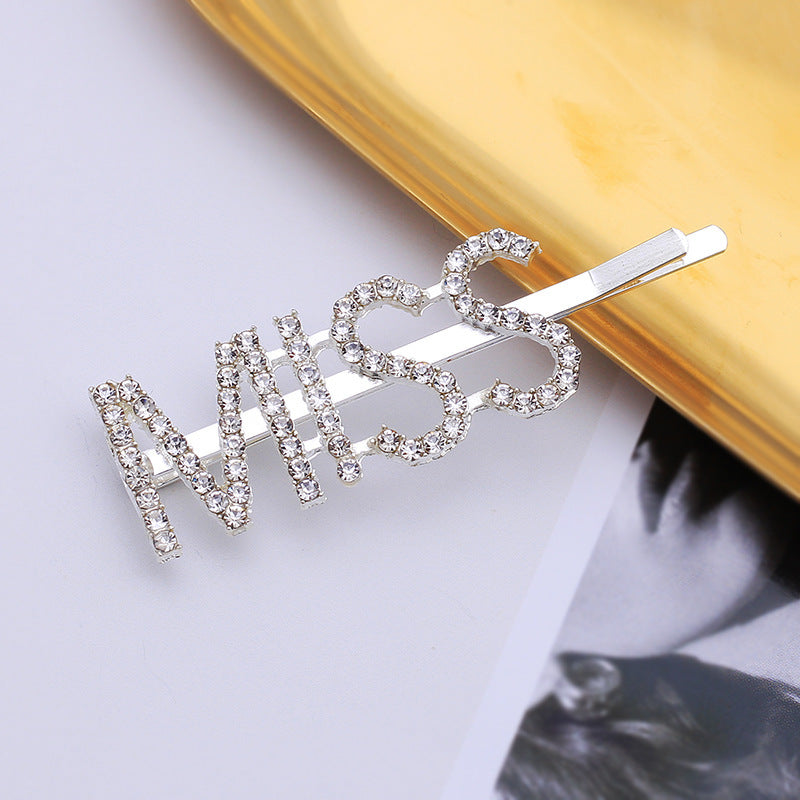 Letra Clip lateral Flequillo Diamante de imitación
