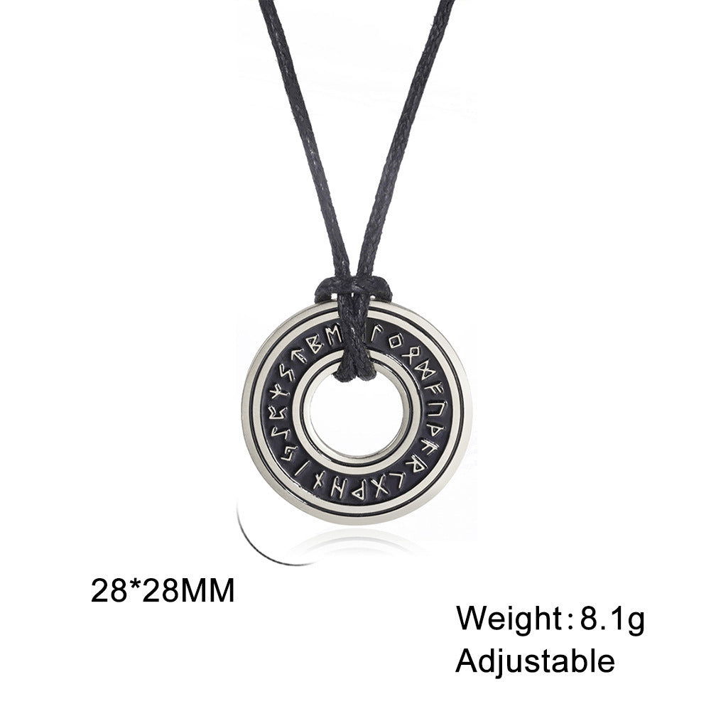 Collier avec pendentif en forme de cercle de runes viking vintage, ornement en acier inoxydable