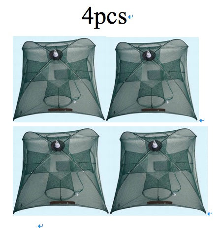 Filet de pêche automatique renforcé, Cage à crevettes, piège à poisson pliable en Nylon, filet moulé pliable, piège à crabe, réseau de pêche, 4 à 20 trous