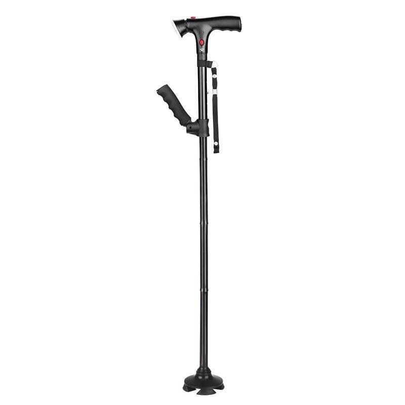 Béquille pliable pliable et réglable, bâton de marche décalé en aluminium léger