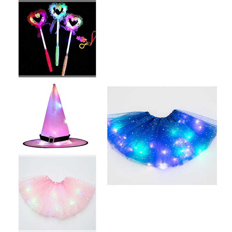 Falda tutú de Halloween de princesa LED mágica y luminosa, falda brillante con lentejuelas