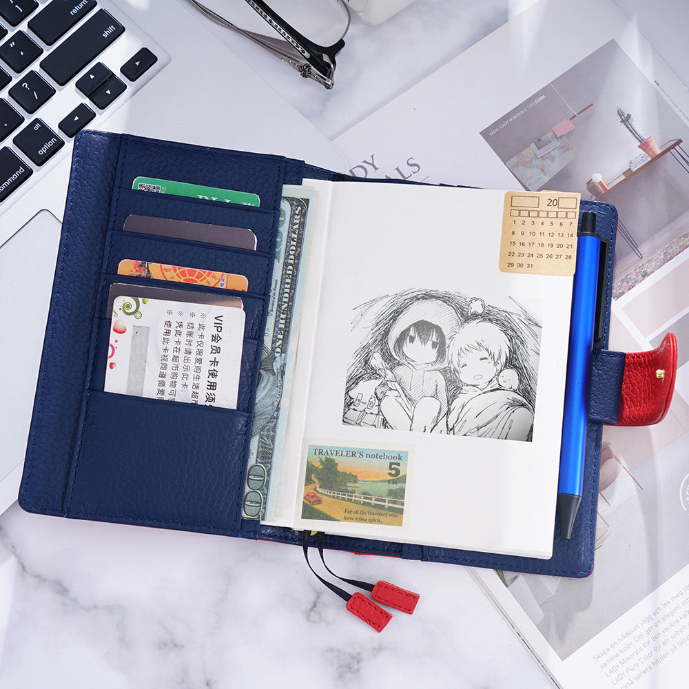 Cuaderno de cuero con patrón de lichi, capa principal de piel de vaca, diario de hojas sueltas A6