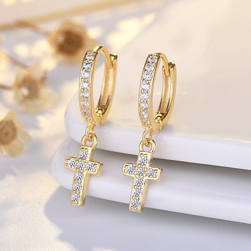 Boucles d'oreilles croisées en Zircon pour femmes