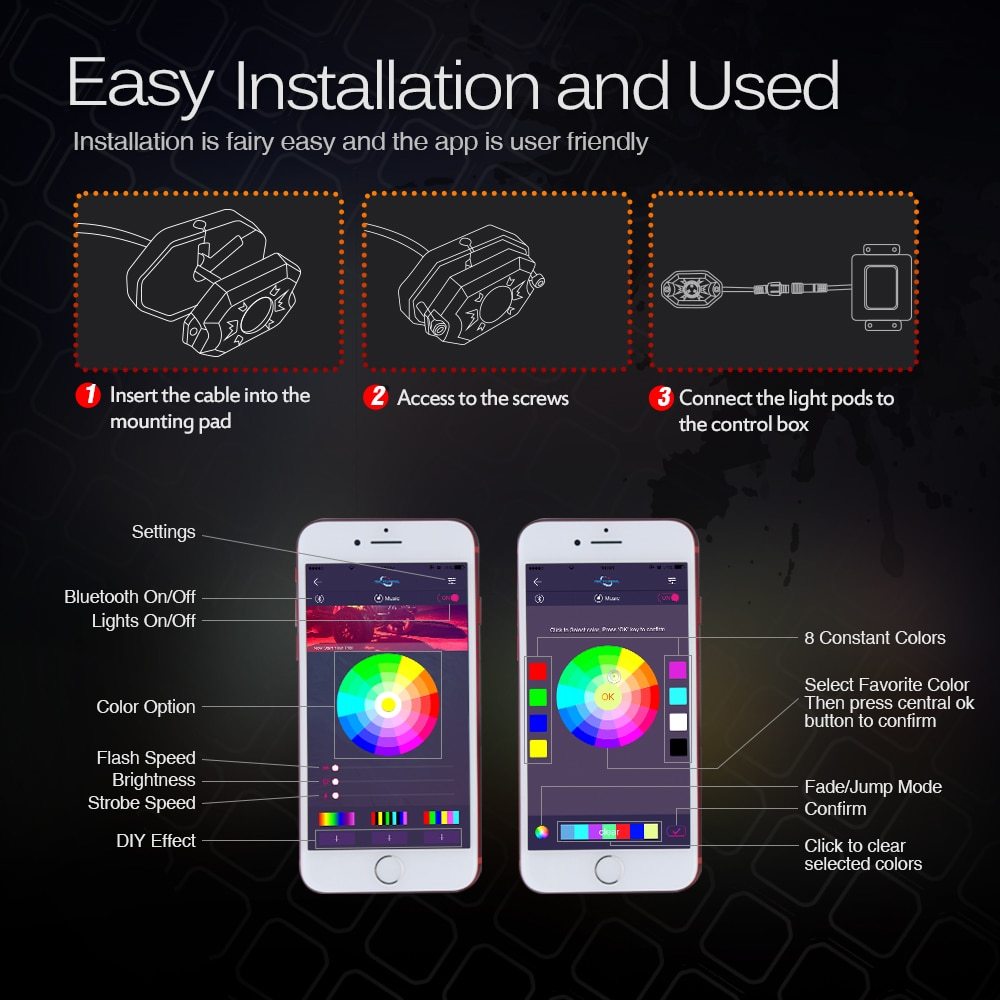 Le train d'atterrissage a mené la lumière d'ambiance colorée modifiée hors route 