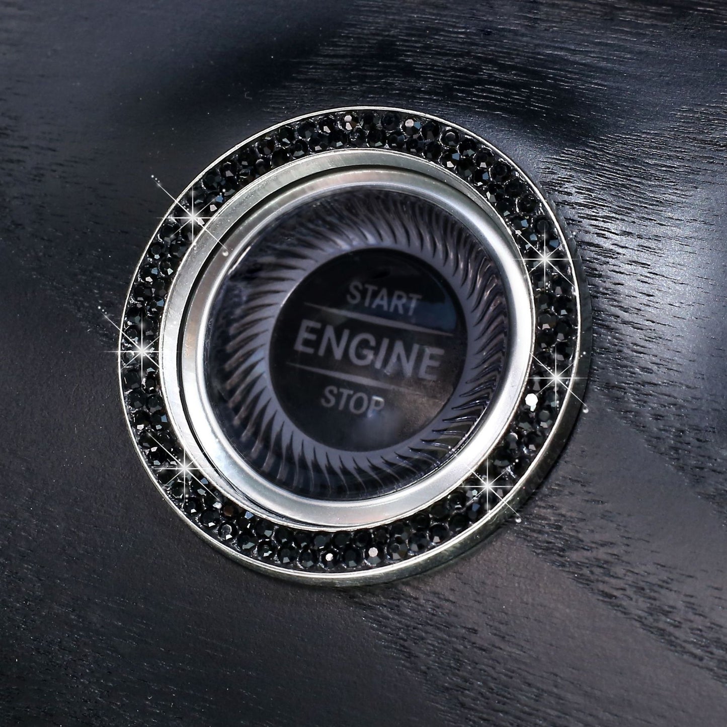 Diamond-encrusted Car One-button Start Decorative Ring  Stickers Women